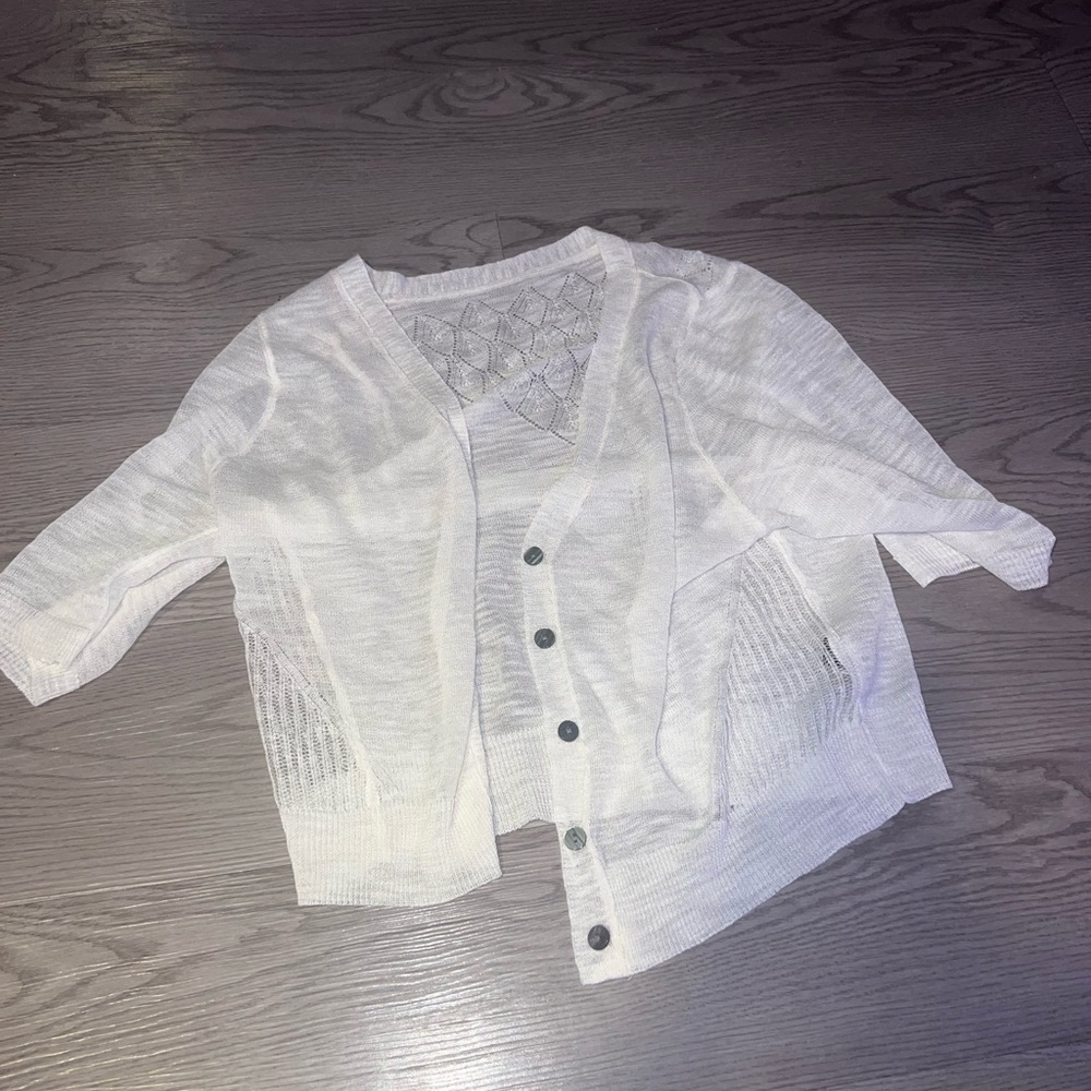 White button up transparent blouse
